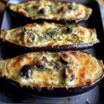 Aubergines gratinées mozzarella olives