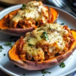 Patate douce farcie au poulet