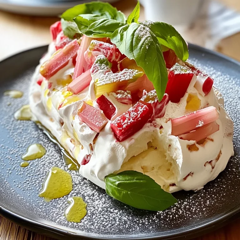 Pavlova roulée rhubarbe mascarpone