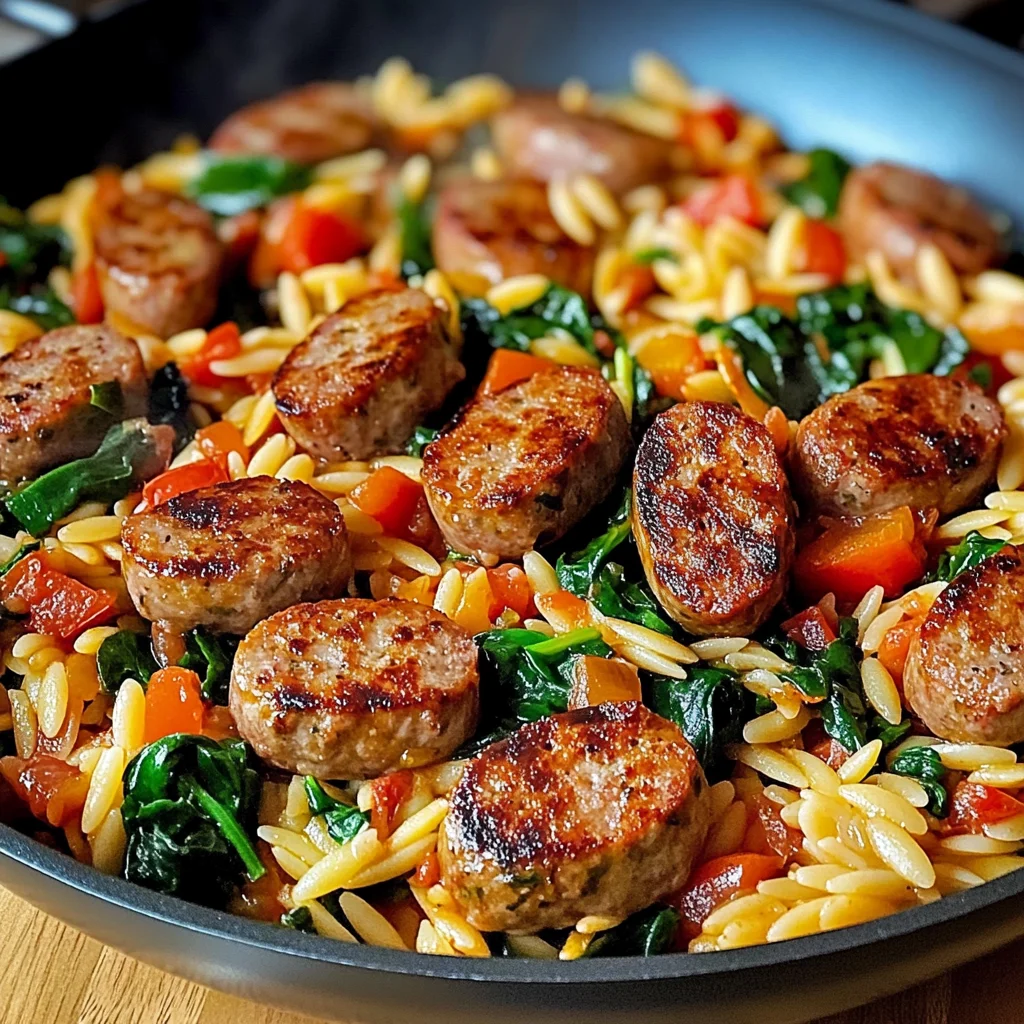 Poêlée Saucisse et Orzo