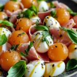 Salade melon jambon de poulet mozzarella