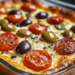 Clafoutis salé aux tomates cerise, olives et chèvre