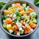 Salade de melon, concombre et feta